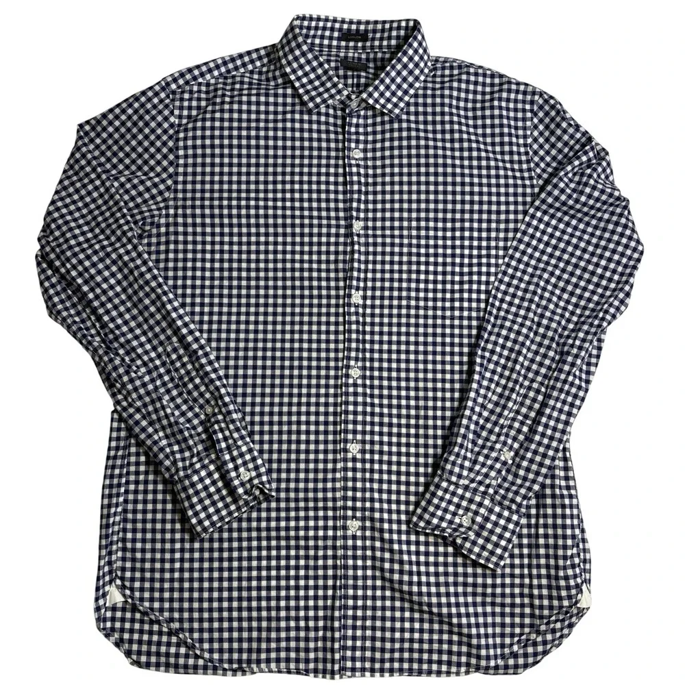 J Crew Ludlow Blue White Gingham Check Button Down‎ Shirt Mens XL  Dress Casual